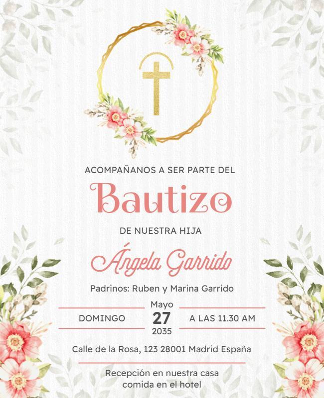 Elegant Floral Baptism Invitation Flyer Template