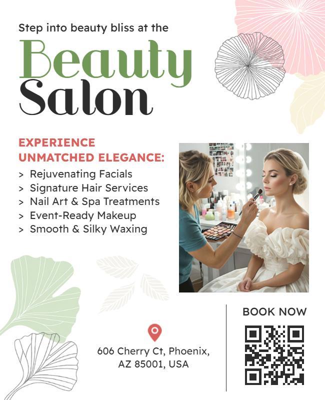 Elegant Floral Beauty Salon Services Promotion Flyer Template