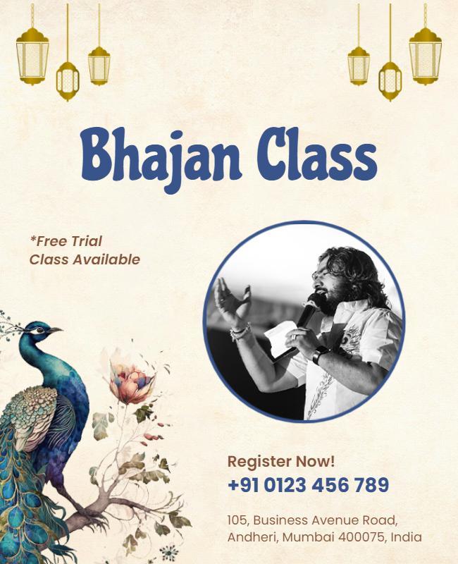 Elegant Floral Bhajan Class Invitation Poster Template