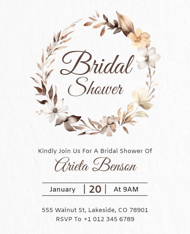 Elegant Floral Bridal Shower Invitation Flyer Template