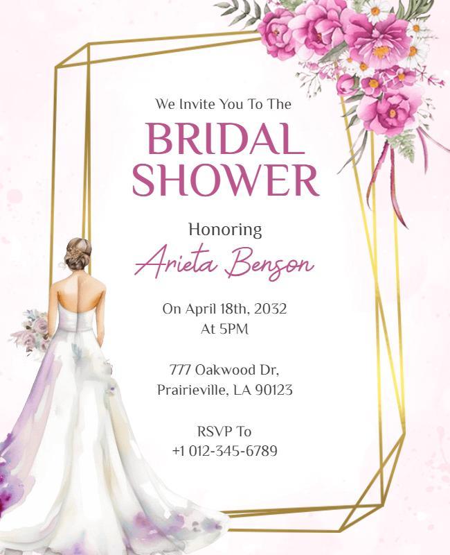 Chic Watercolor Floral Bridal Shower Celebration Flyer Template