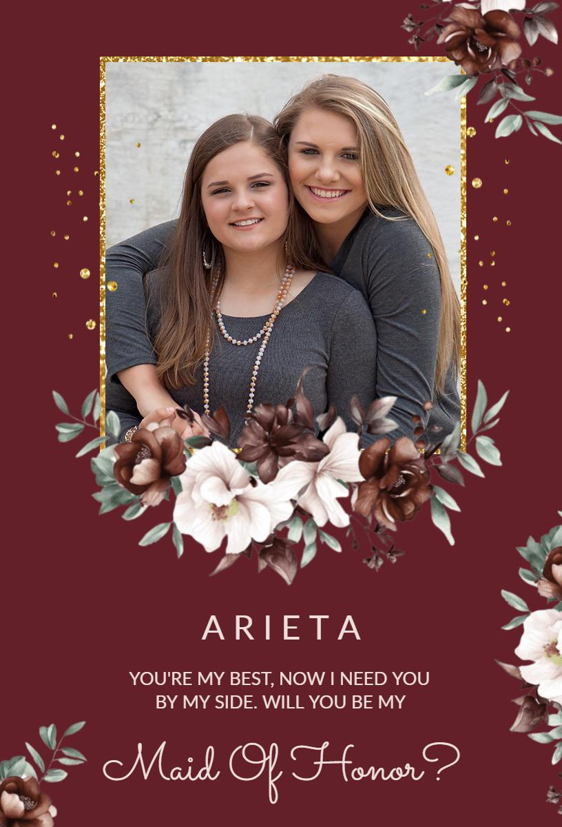 Elegant Floral Bridesmaid Proposal Invitation Template