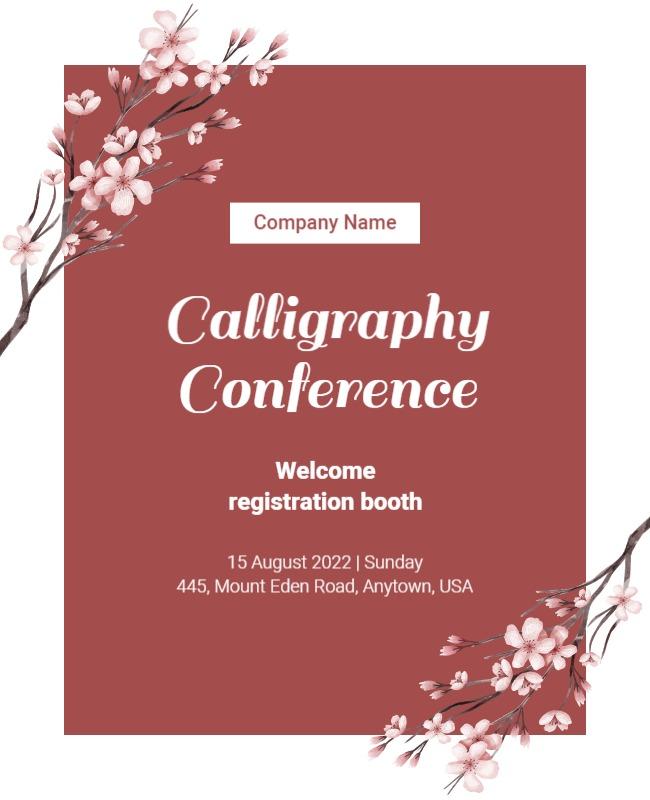 Elegant Floral Calligraphy Conference Welcome Booth Poster Template
