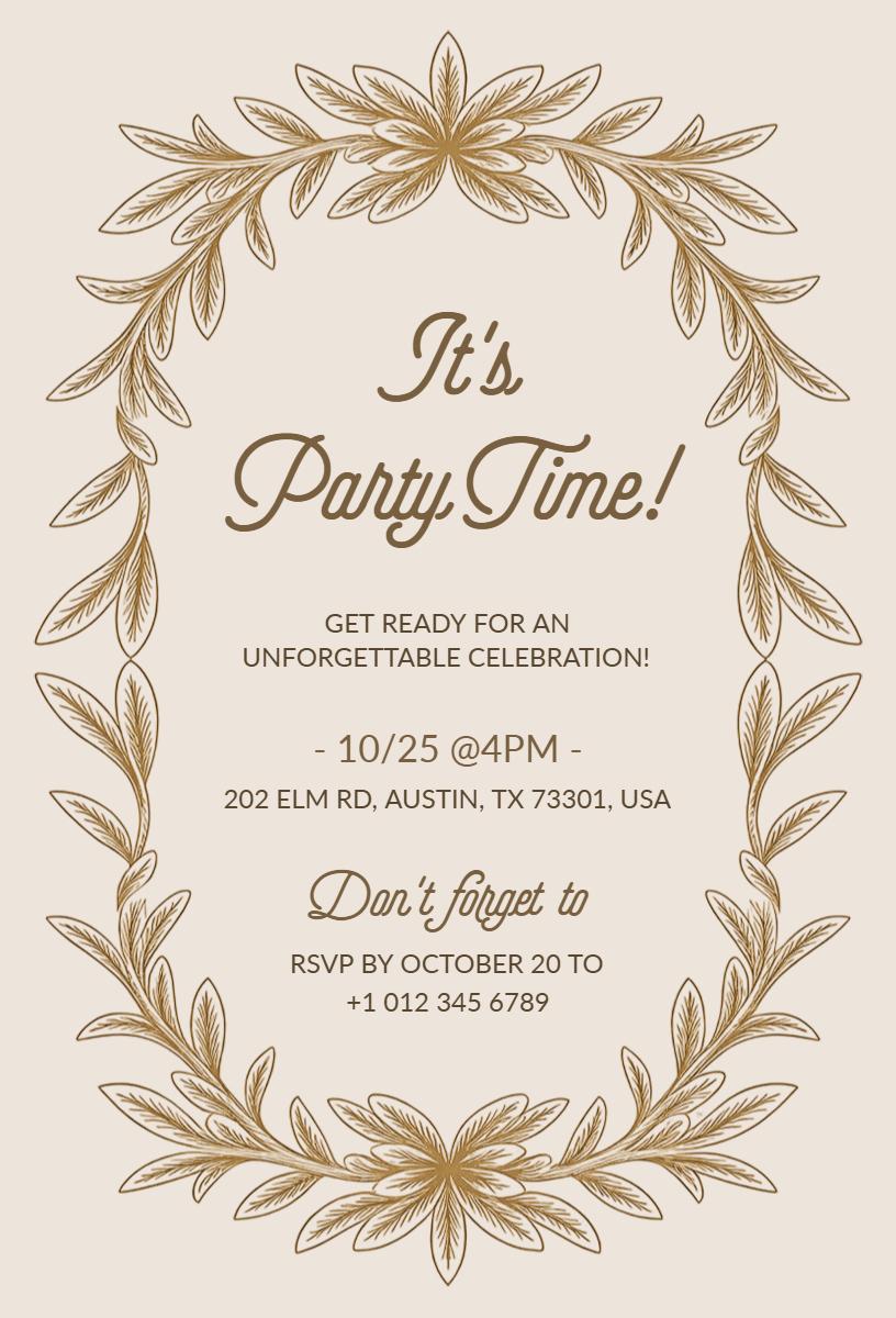 Elegant Floral Celebration Fun Gathering Party Invitation Template