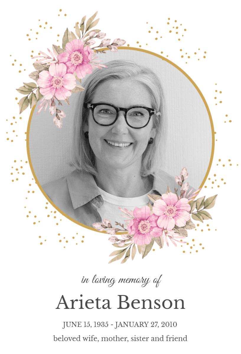 Elegant Floral Celebration Life Memorial Funeral Invitation Template