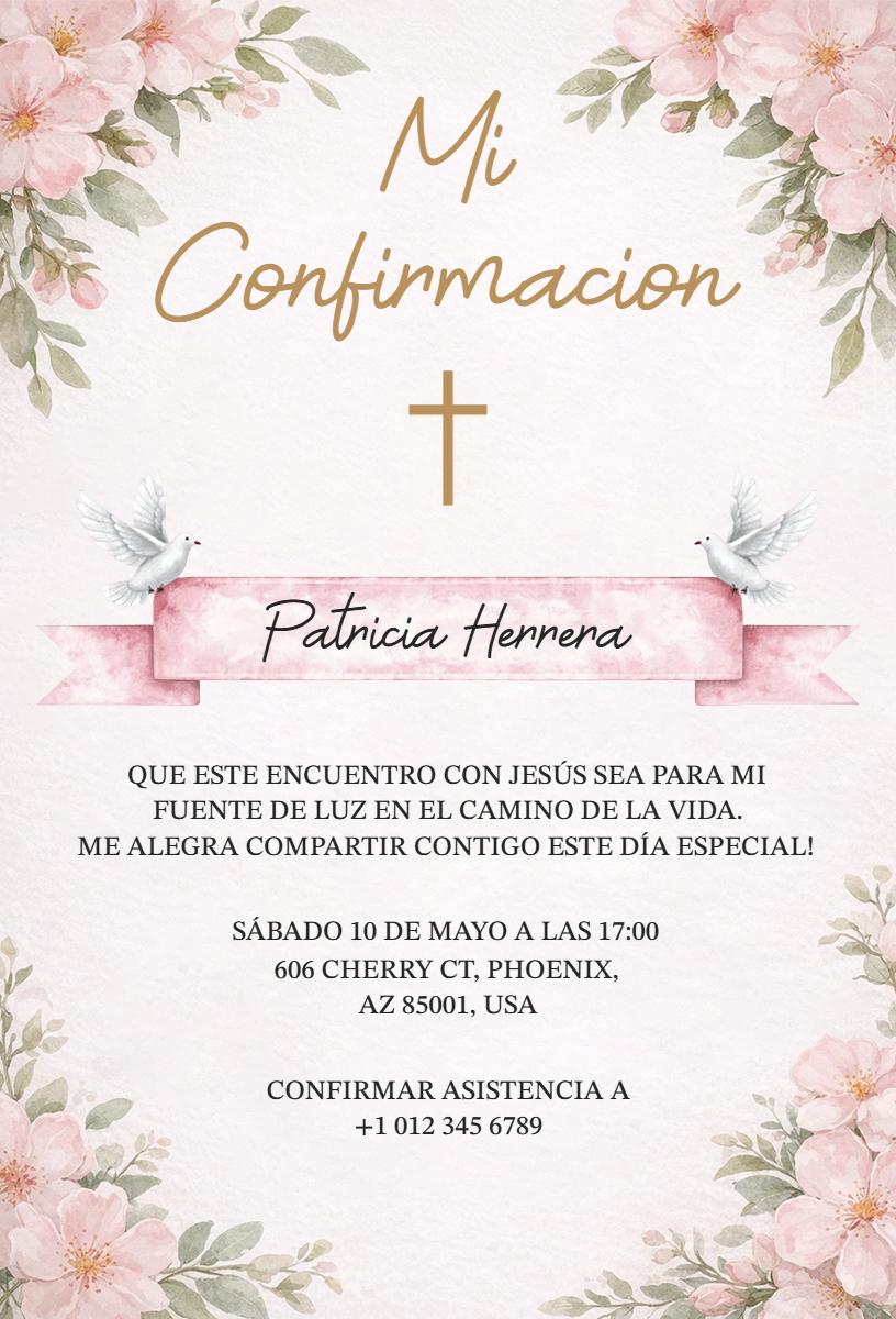 Elegant Floral Christian Confirmation Celebration Invitation Template