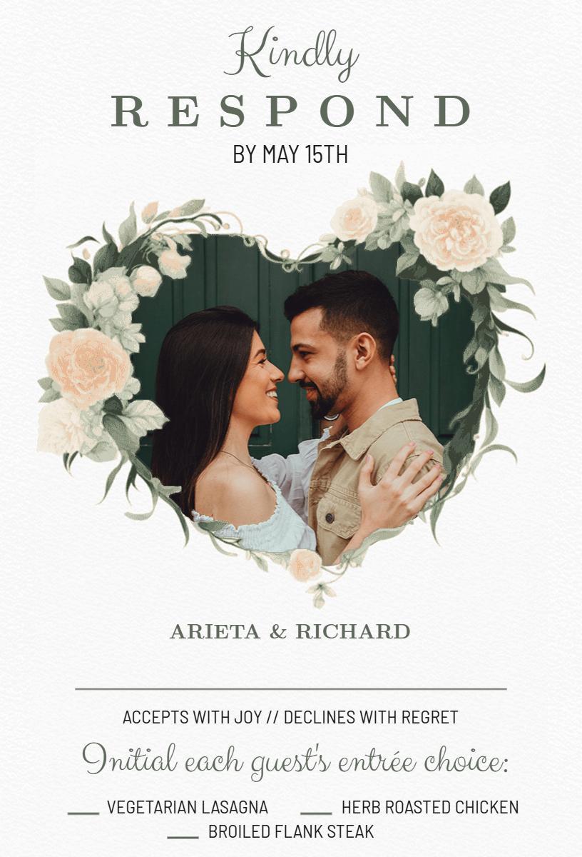 Elegant Floral Couple RSVP Response Invitation Template