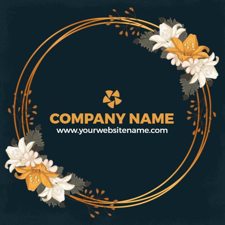 Elegant Floral Dark Blue Event Planner Business Card Template