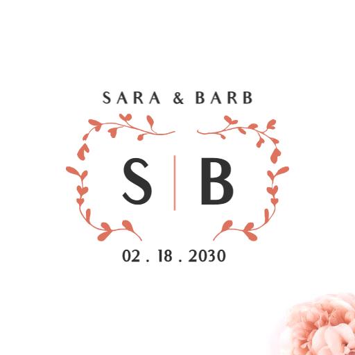 Elegant Floral Design Celebrating Sara and Barb's Wedding Logo Template