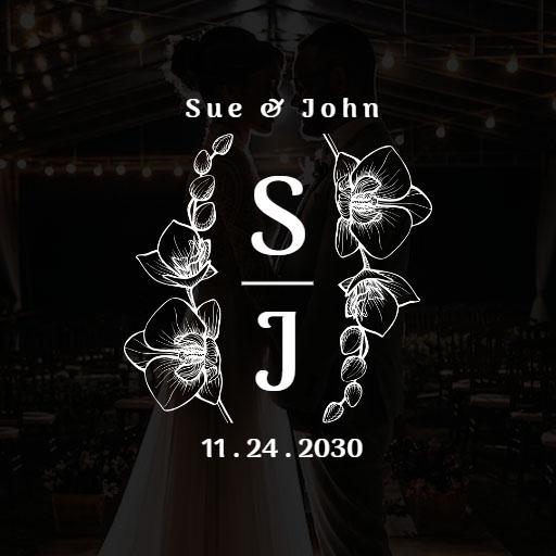 Elegant Floral Design Celebrating Sue and John's Wedding Logo Template
