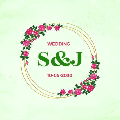 Elegant Floral Design Featuring Wedding Initials S and J Logo Template