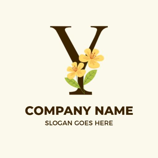 Elegant Floral Design Featuring Y Letter in Natural Colors Logo Template