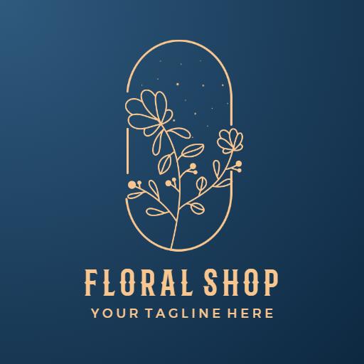 Elegant Floral Design in Gold for Your Floral Shop Logo Template