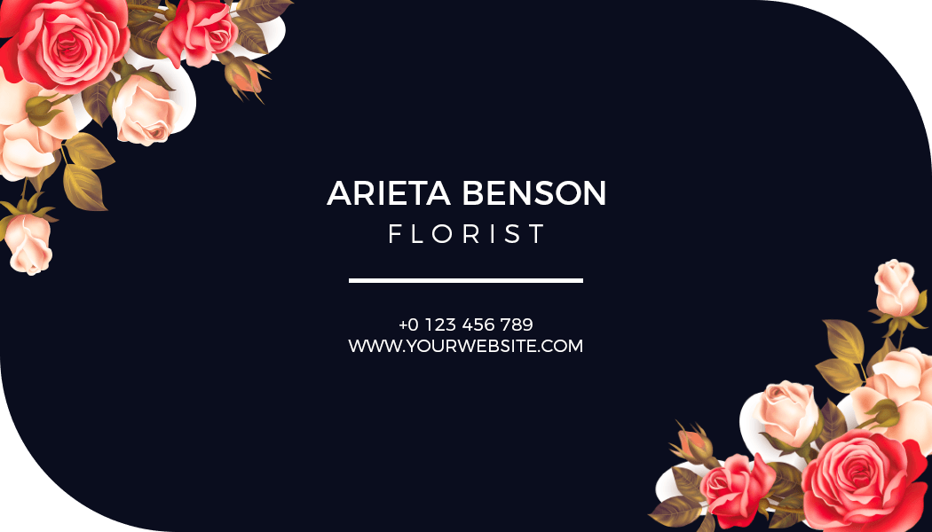 Elegant Floral Design Rounded Corner Business Card Template