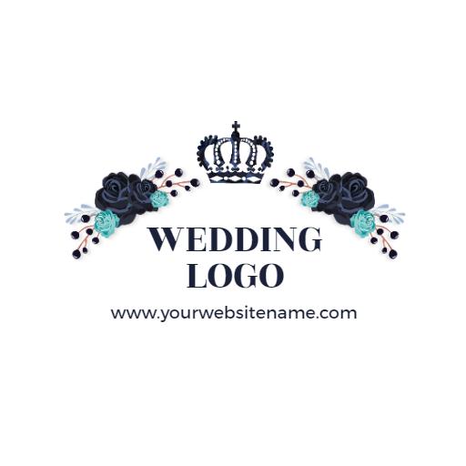 Elegant Floral Design with Crown for Wedding Ceremony Logo Template
