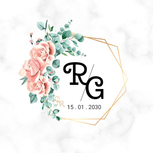 Elegant Floral Design with Pink Roses for Wedding Logo Template