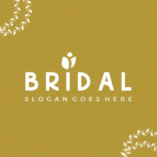 Elegant Floral Elements on Warm Gold Bridal Logo Template