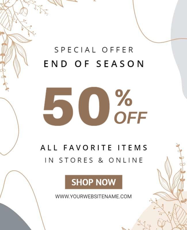 Elegant Floral End of Season Sale Discount Poster Template
