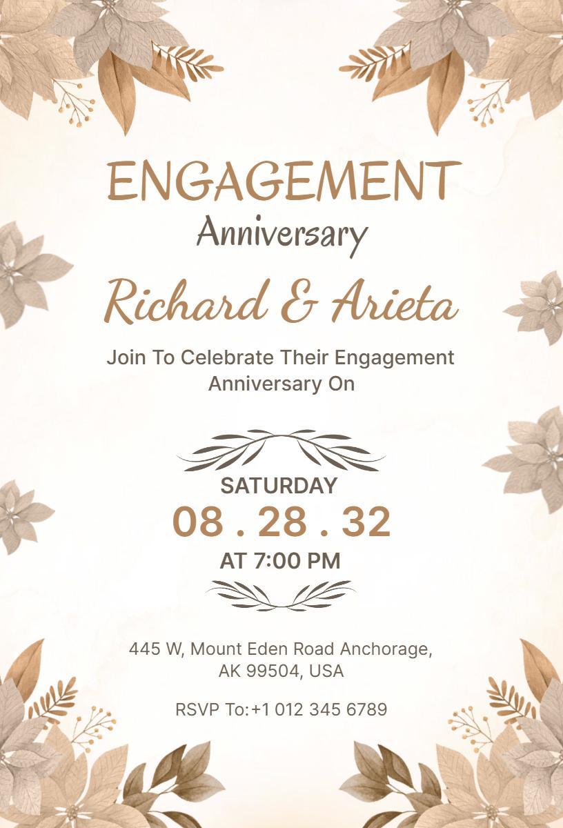 Elegant Floral Engagement Anniversary Celebration Invitation Template