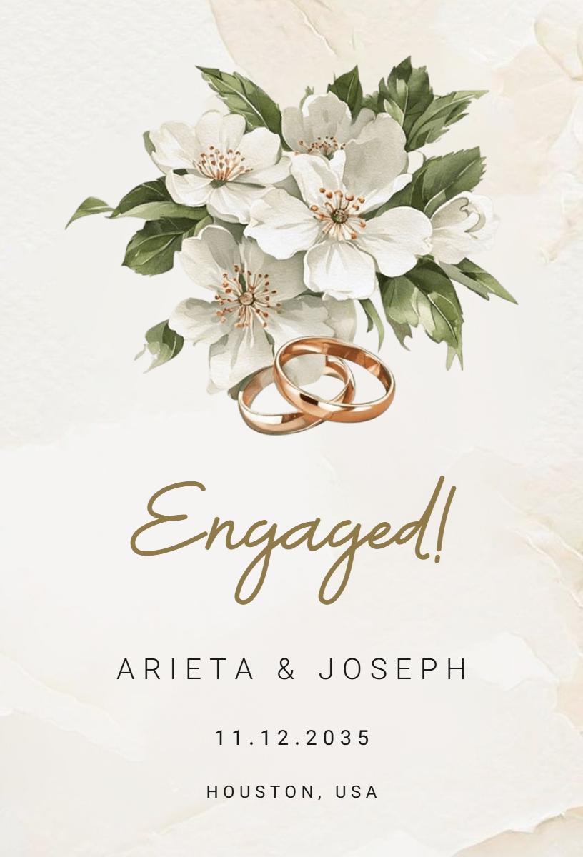 Elegant Floral Engagement Celebration Announcement Invitation Template