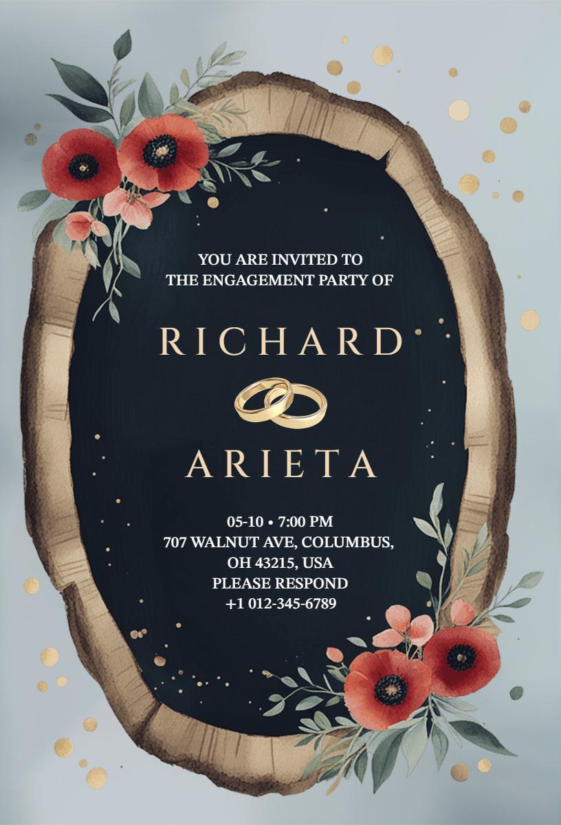 Elegant Floral Engagement Celebration Party Invitation Template