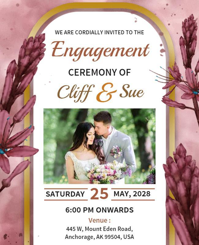 Elegant Floral Engagement Ceremony Invitation Flyer Template