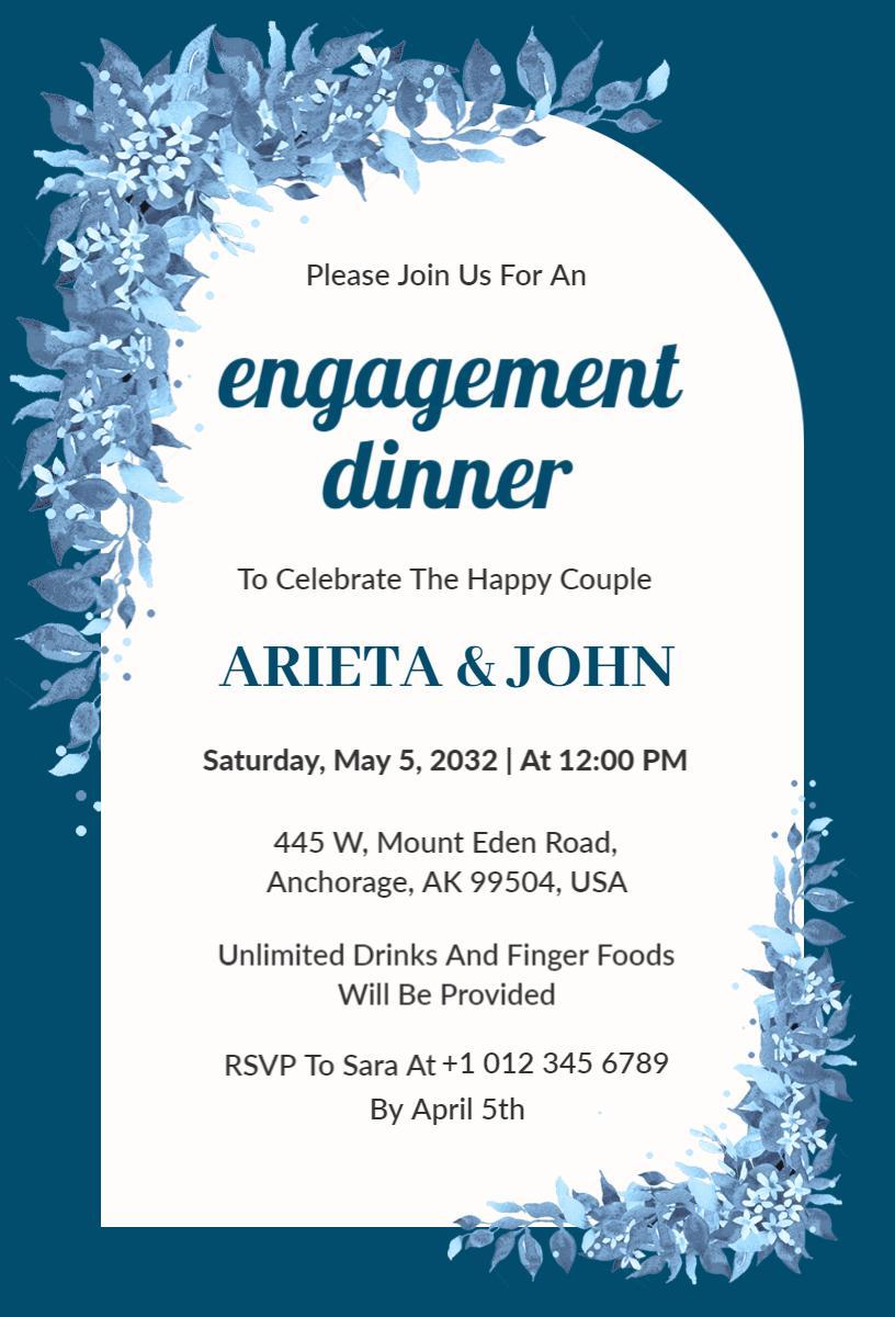 Elegant Floral Engagement Dinner Celebration Invitation Template