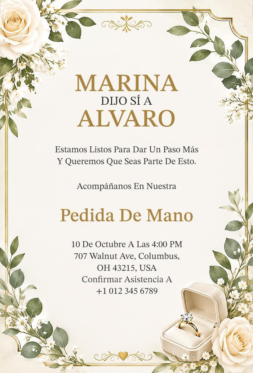 Elegant Floral Engagement Proposal Ceremony Invitation Template