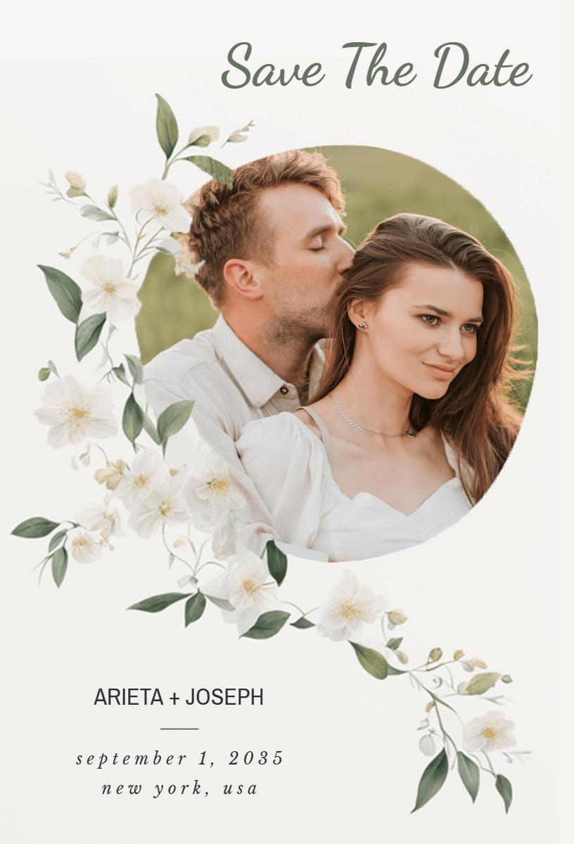 Elegant Floral Engagement Save The Date Invitation Template
