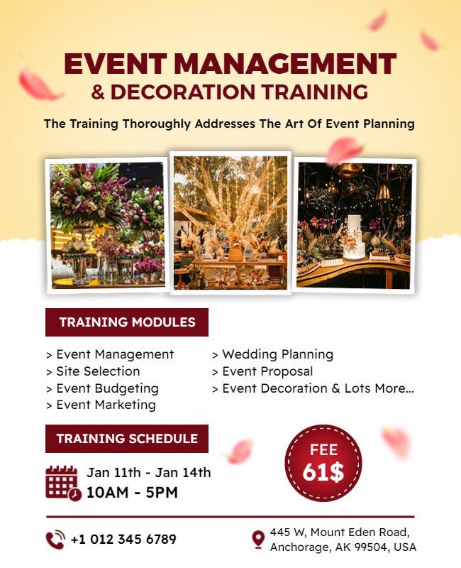 Elegant Floral Event Management Training Poster Template