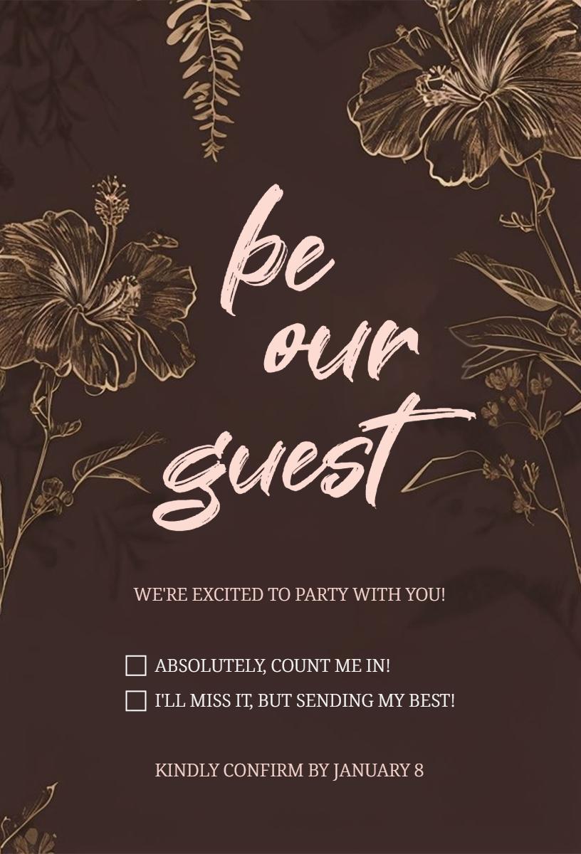 Elegant Floral Event RSVP Confirmation Invitation Template