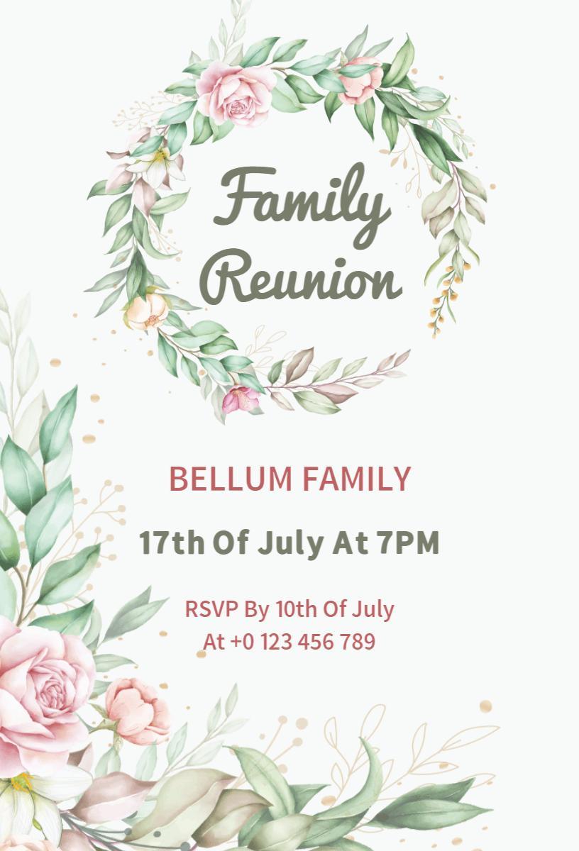 Elegant Floral Family Reunion Gathering Invitation Template
