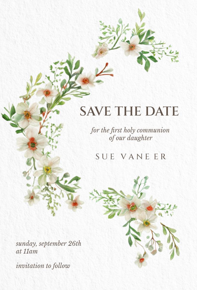 Elegant Floral First Holy Communion Celebration Invitation Template