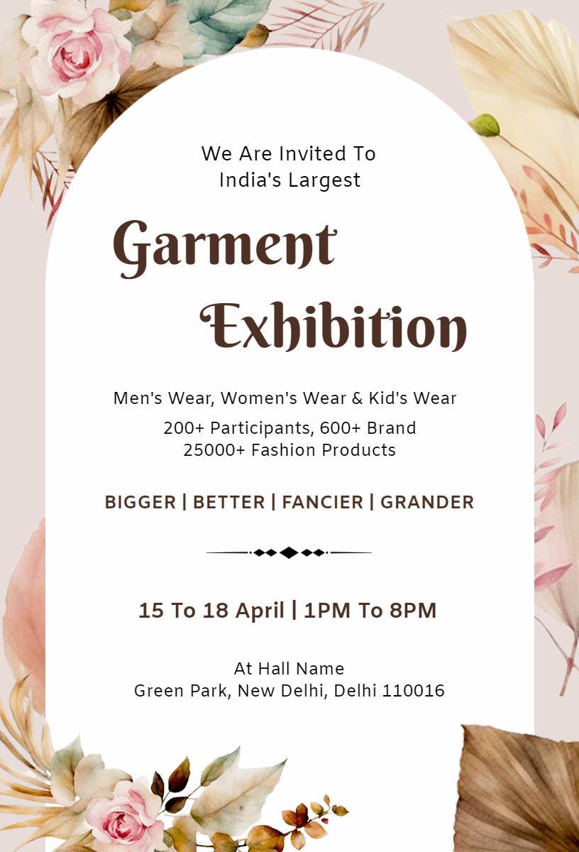 Elegant Floral Garment Fashion Exhibition Invitation Template