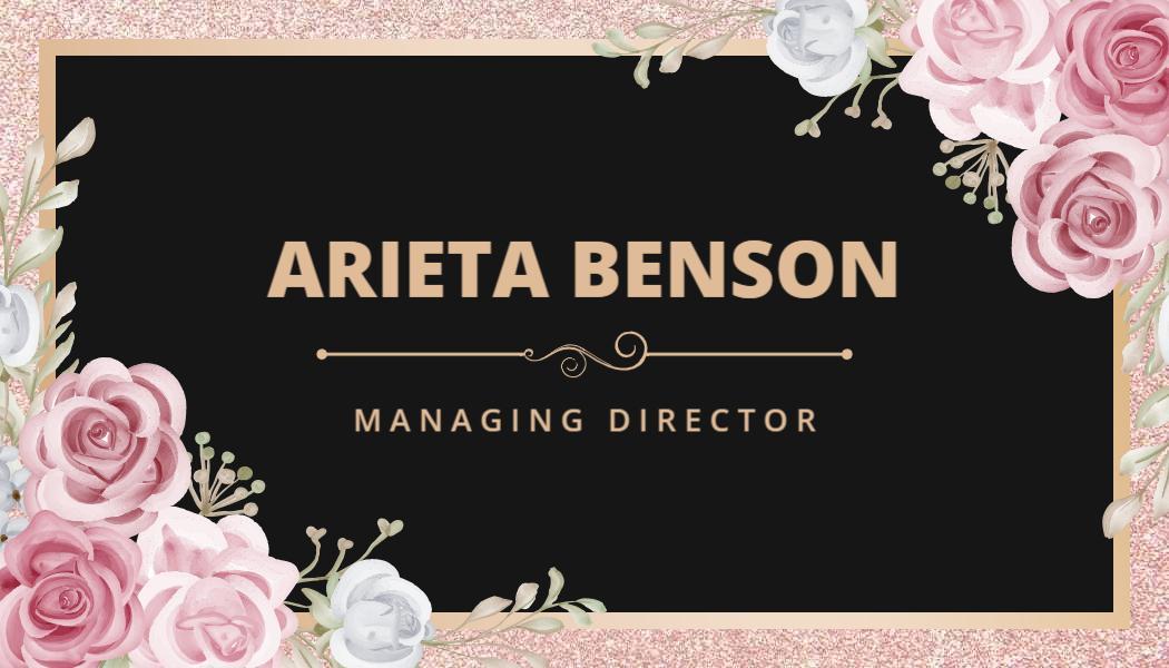 Elegant Floral Gold and Black Corporate Business Card Template
