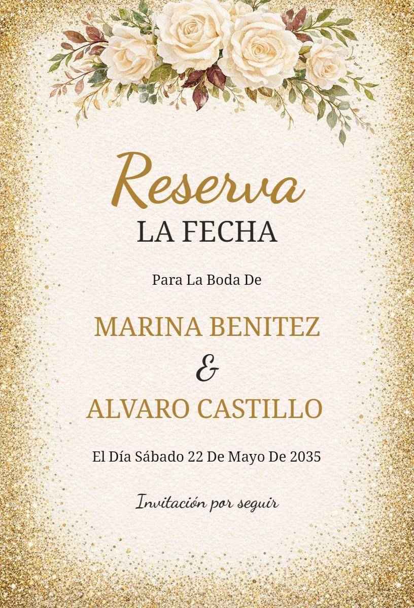 Elegant Floral Gold Glimmer Save The Date Wedding Invitation Template