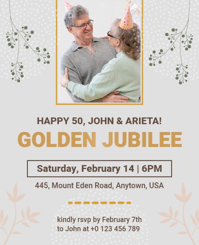 Elegant Floral Golden Jubilee Celebration Poster Template