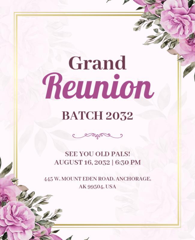 Elegant Floral Grand Reunion Celebration Poster Template