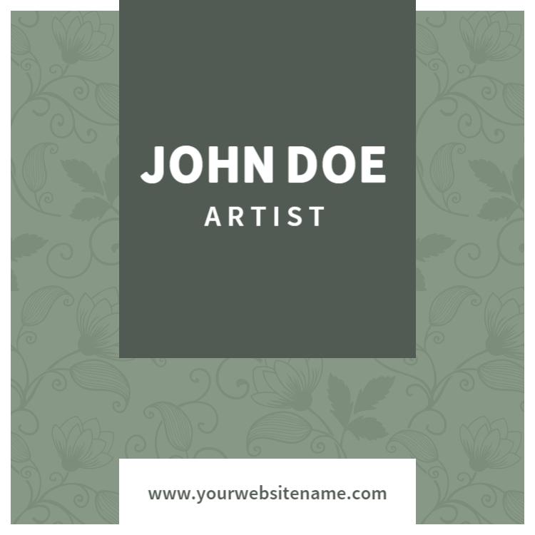 Elegant Floral Green Artist Portfolio Business Card Template