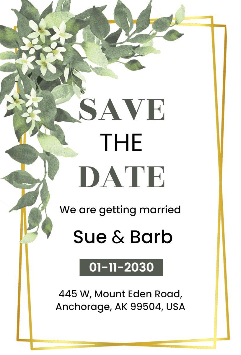 Elegant Floral Greenery Save The Date Wedding Invitation Template