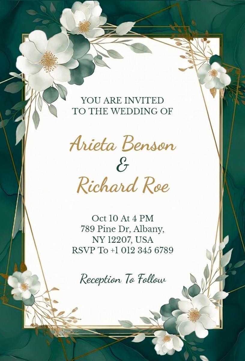 Elegant Floral Greenery Wedding Celebration Invitation Template