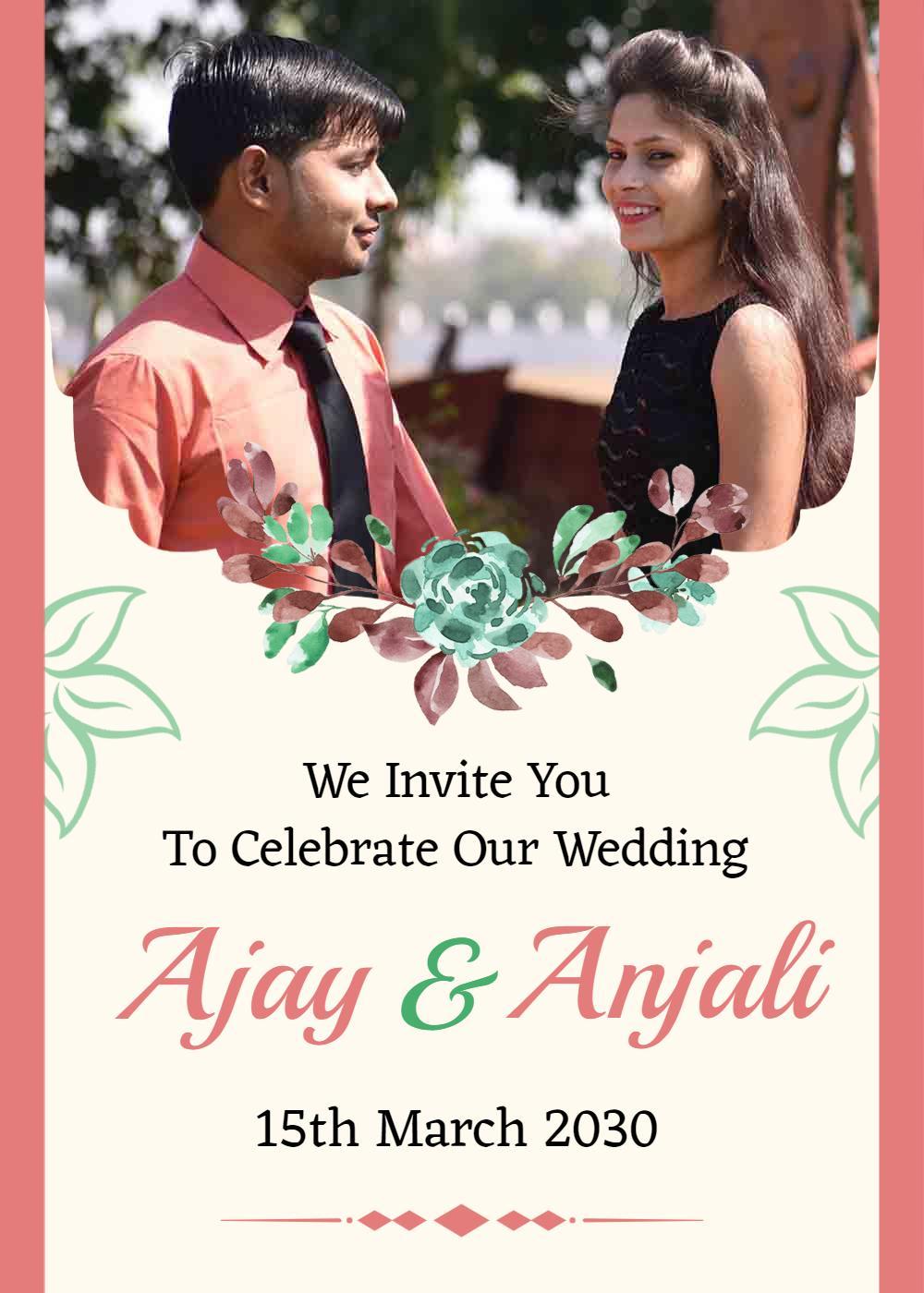Elegant Floral Indian Wedding Celebration Invitation Template