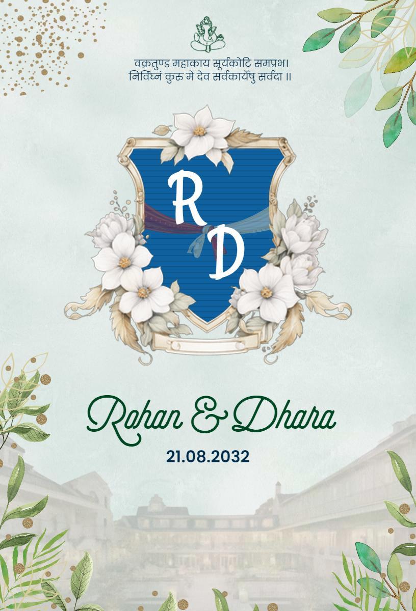 Elegant Floral Indian Wedding Ceremony Invitation Template