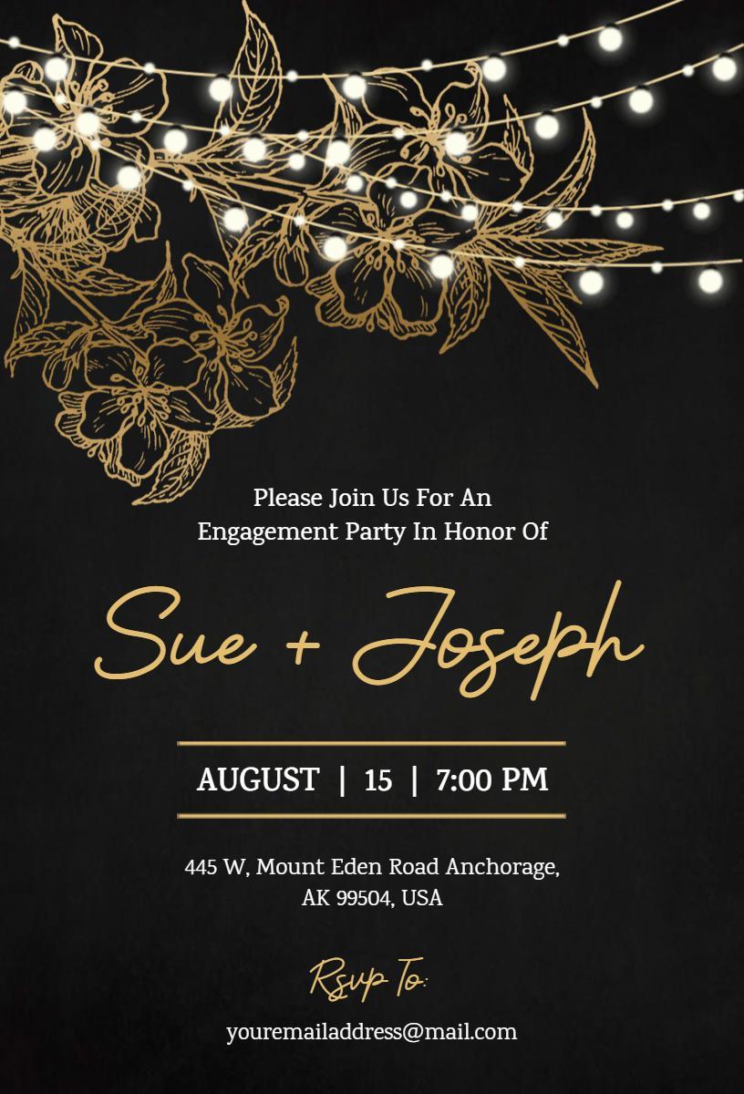 Elegant Floral Lights Engagement Party Celebration Invitation Template