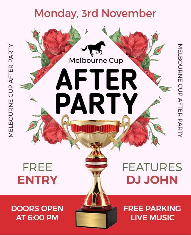 Elegant Floral Melbourne Cup After Party Poster Template