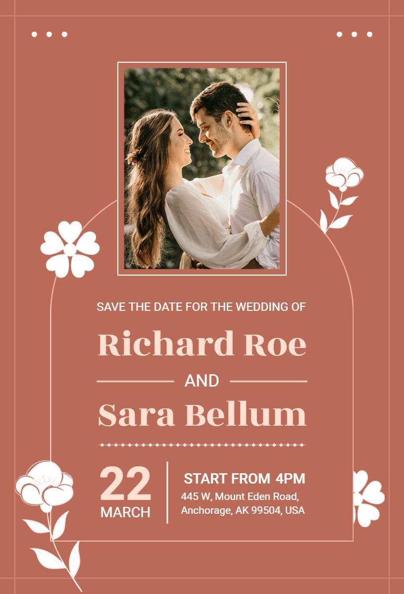 Elegant Floral Photo Save The Date Wedding Invitation Template