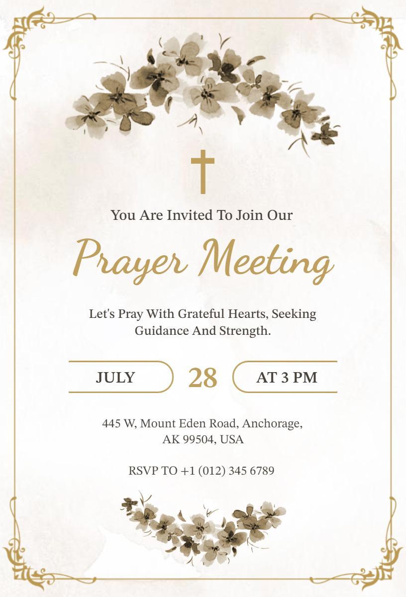 Elegant Floral Prayer Meeting Gathering Invitation Template