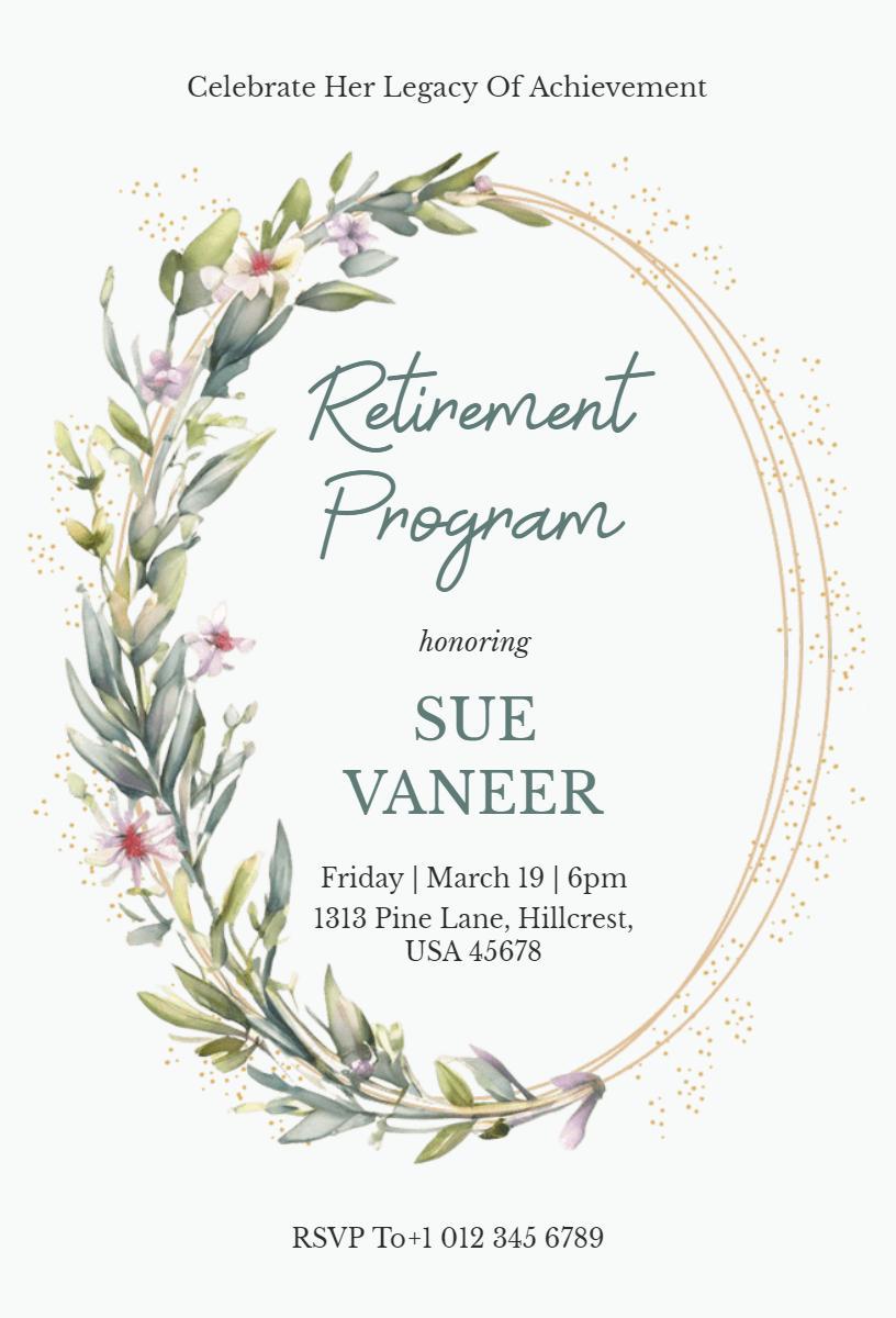 Elegant Floral Retirement Celebration Gathering Invitation Template