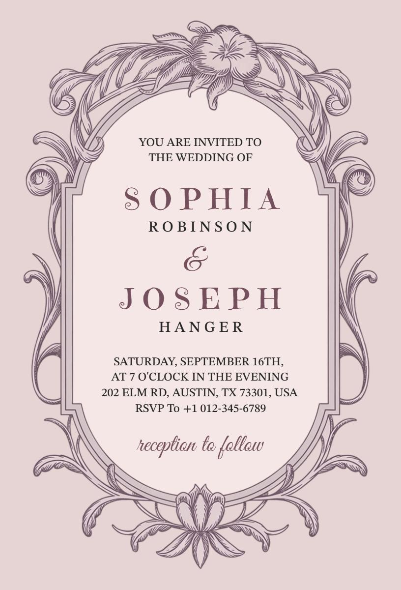Elegant Floral Romantic Wedding Celebration Invitation Template