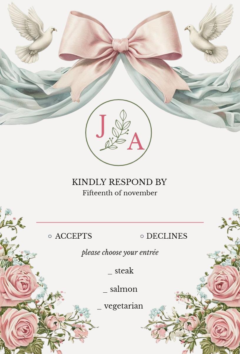Elegant Floral RSVP Response Card Invitation Template